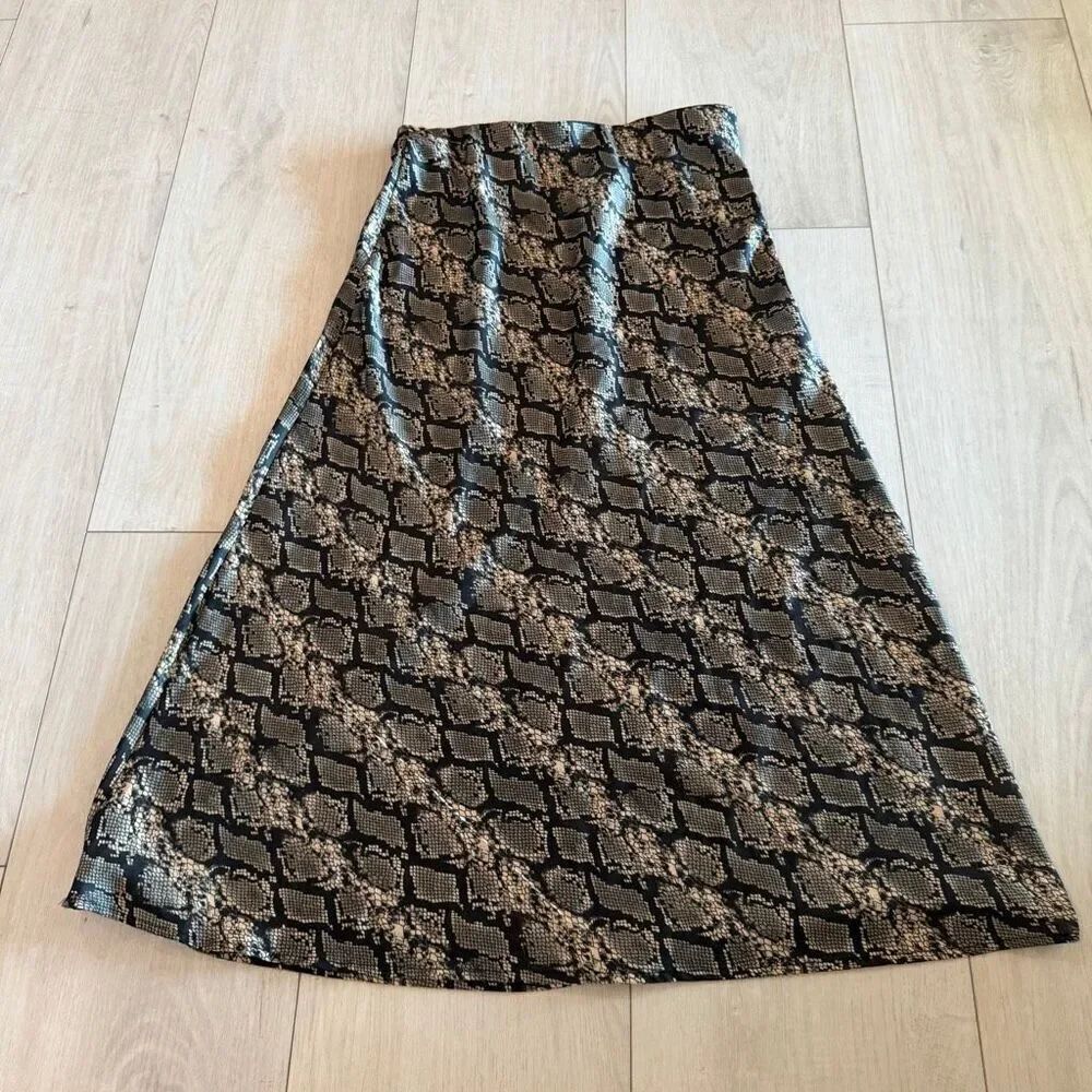 Urban Outfitters Satin Snake Print Midi Skirt size m